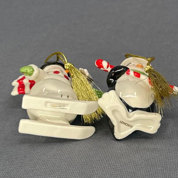 Lenox Very Merry Porcelain Ornament Set of 2 Snowman Penguin Holiday Christmas - Picture 6 of 16